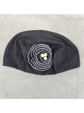 C.C Exclusives Hat Womens One Size Adjustable Gray Wool Blend Faux Pearl Beret